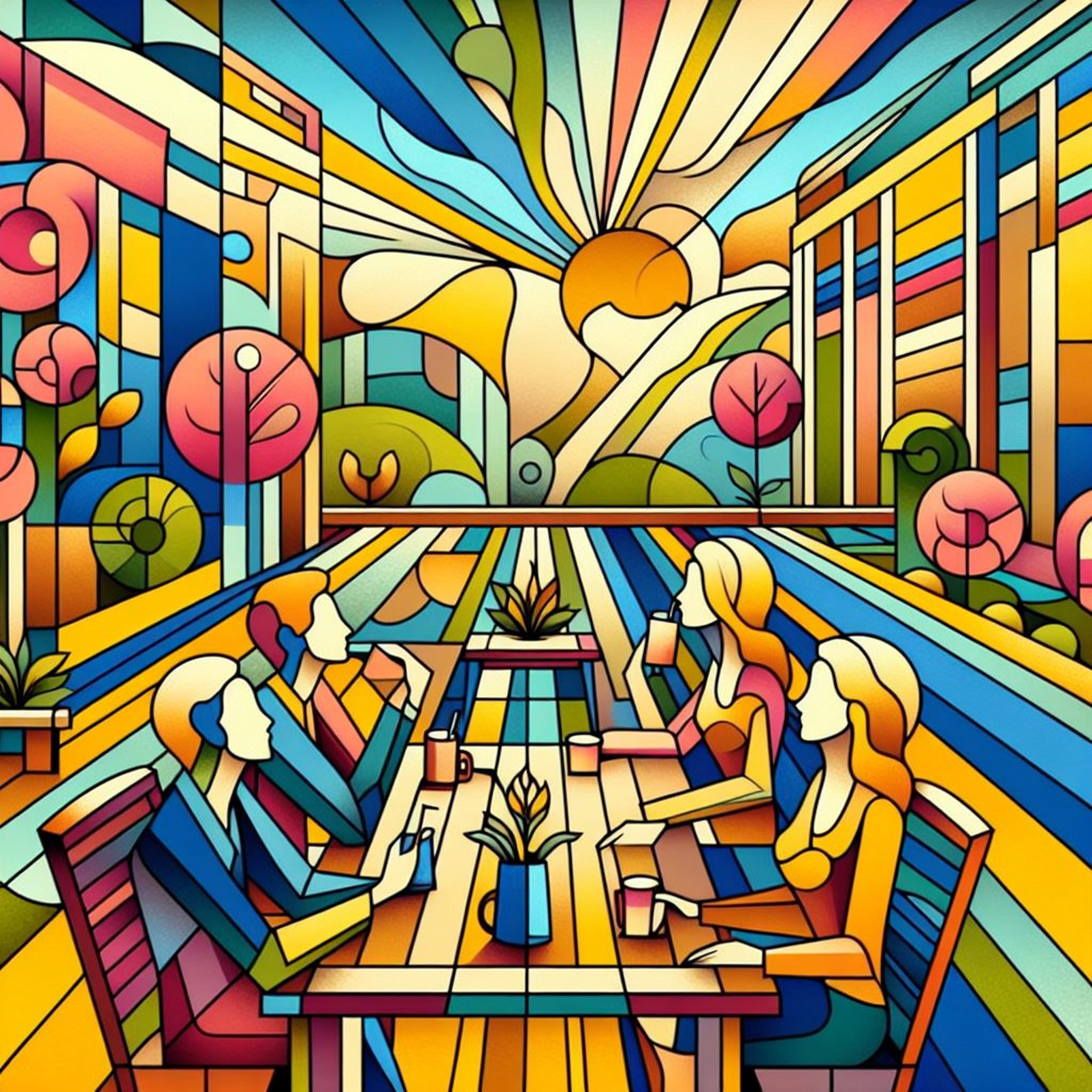 Sunlit Café Café Culture Coffee Art canvas