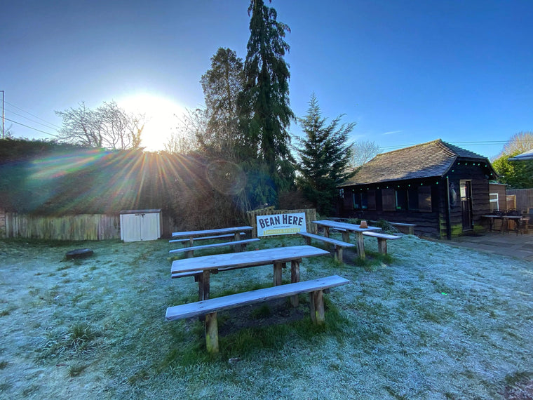 Our shop at sunset