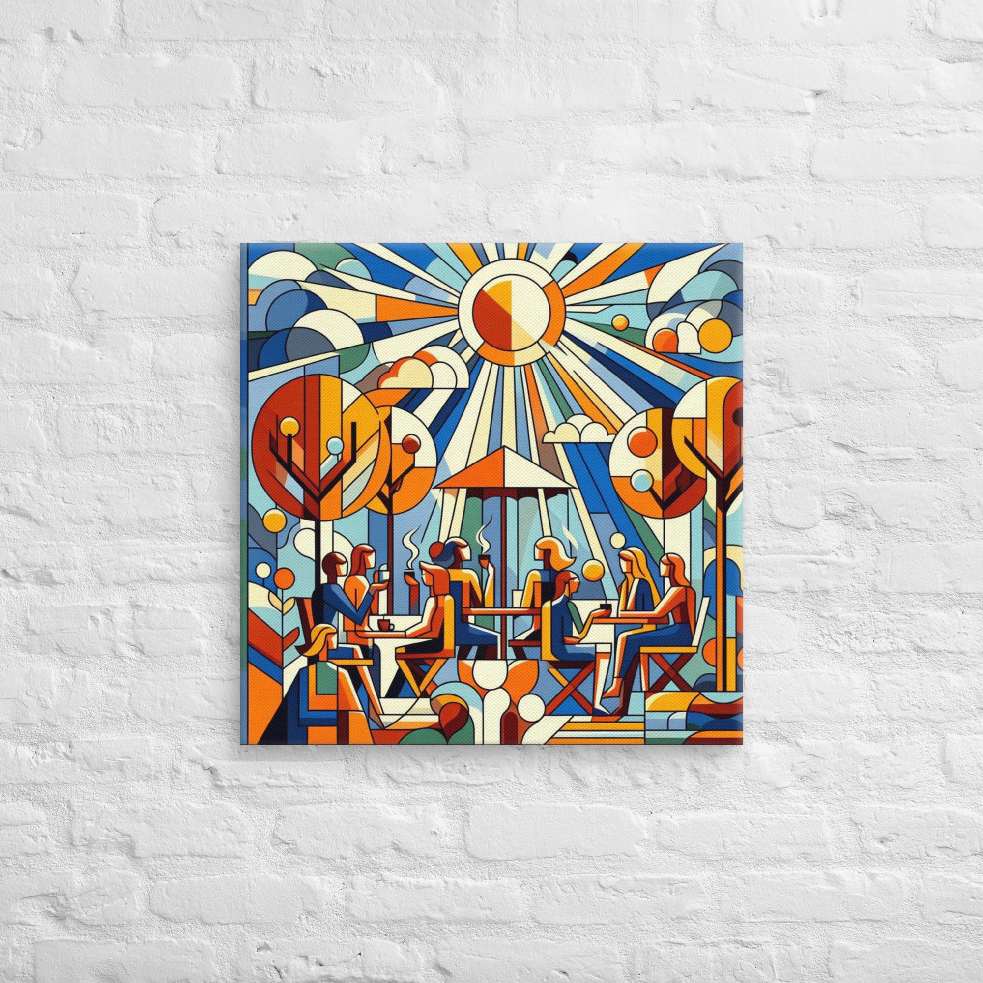 Abstract Café Terrace Coffee Artwork against a white wall