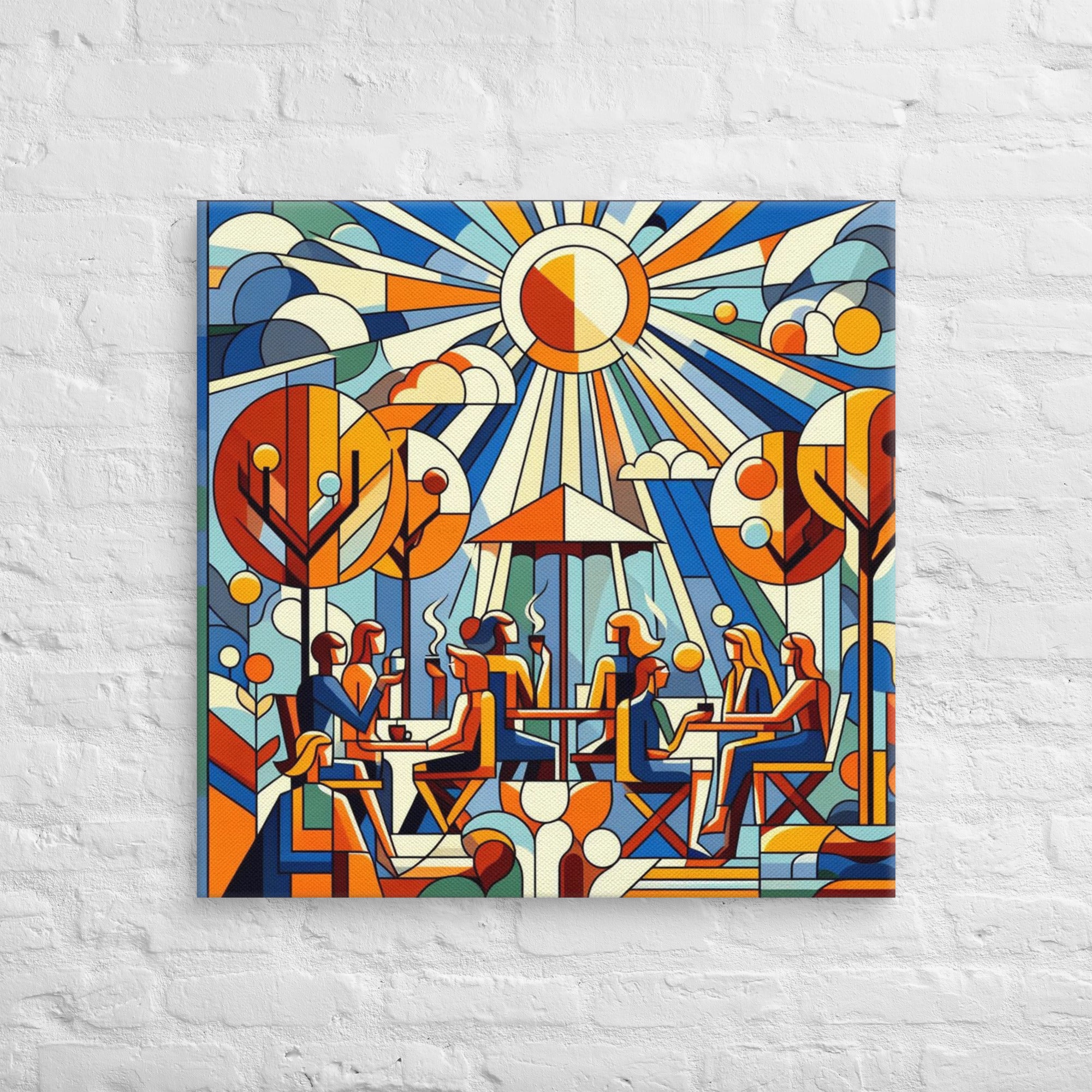 Spring Sun – Café Terrace Coffee Art against  white wall