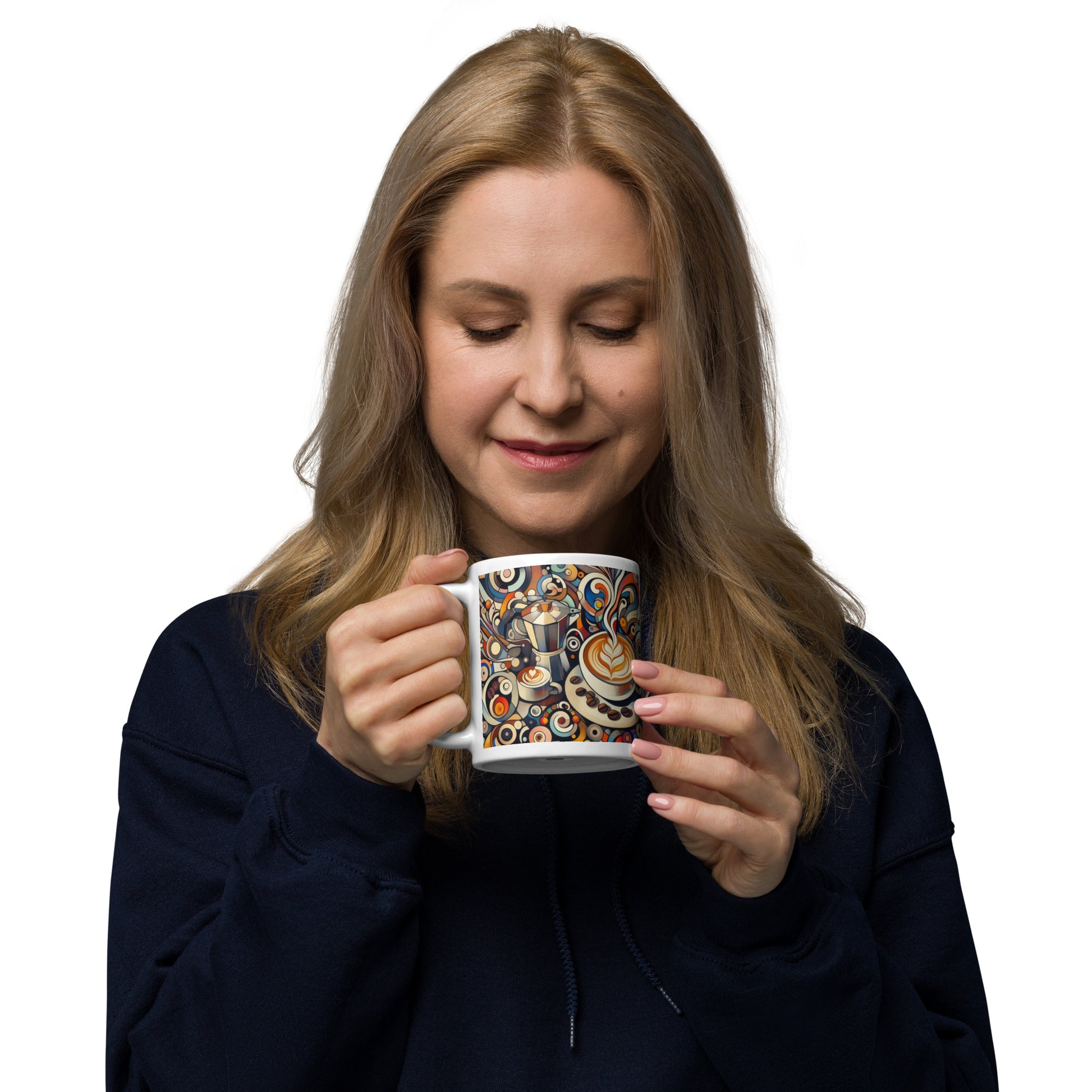 woman enjoys latte art