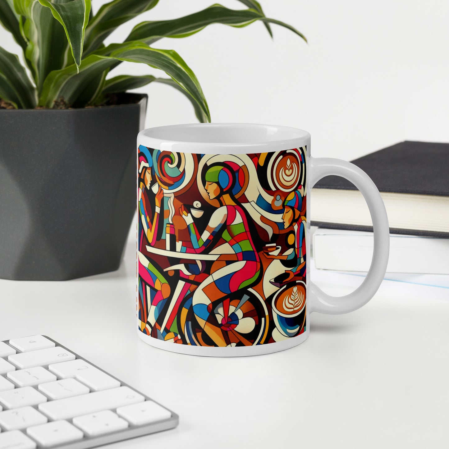 mug art on desk