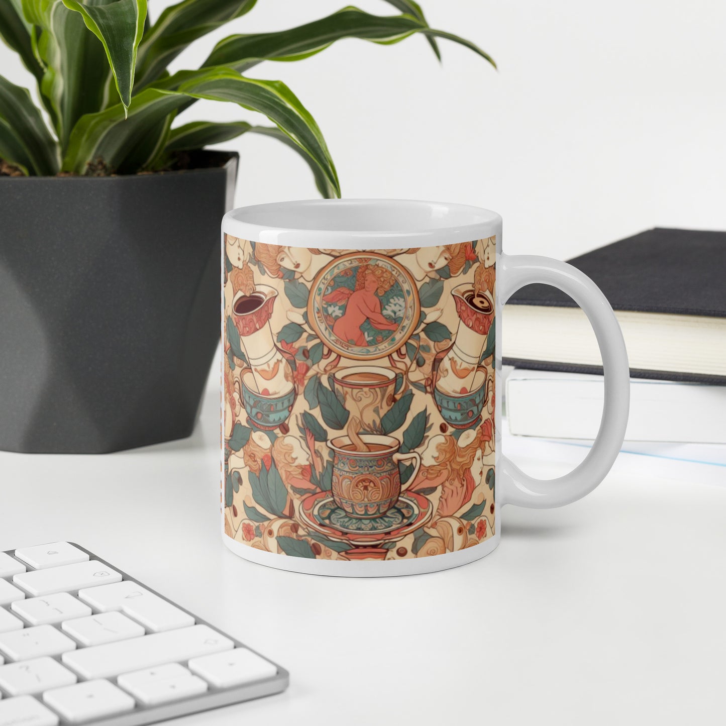 fine art mug on desk