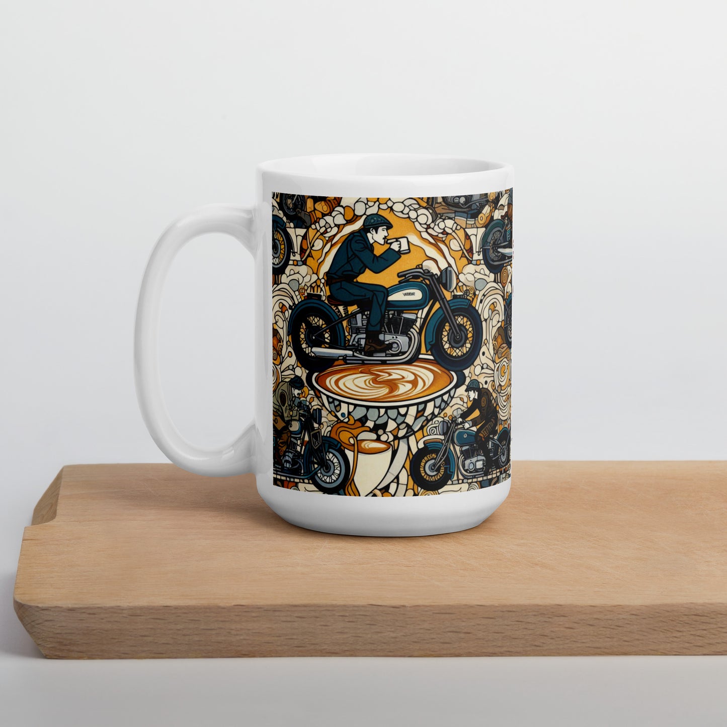 biker sipping coffee