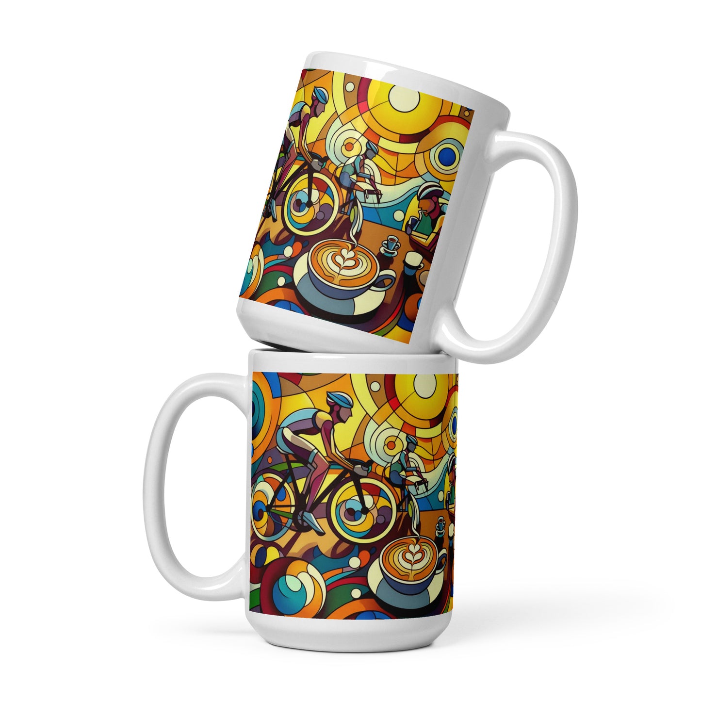 cycling and mug art stack