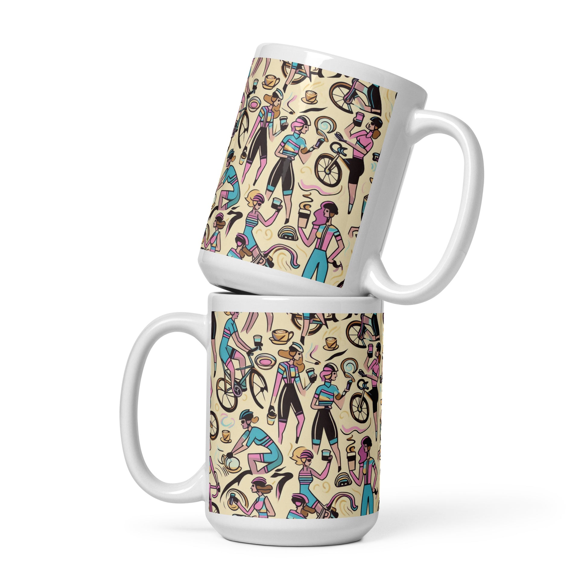 cycling mugs stacked