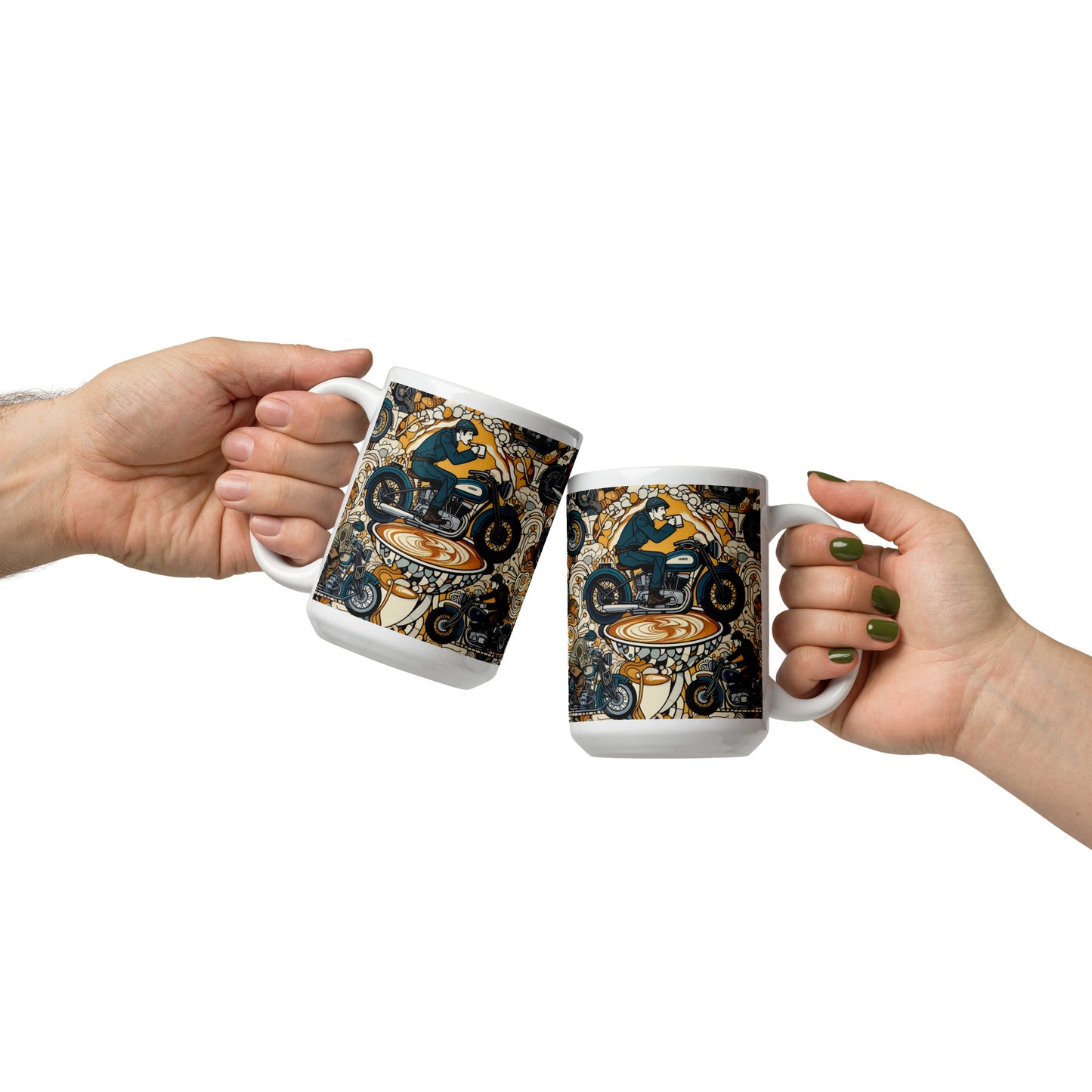 two motorcycle mugs